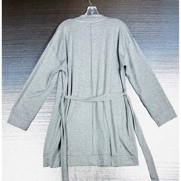 Fourlaps Stratus Wrap Cardigan Heather Gray Belted Robe Comfort Leisure Preppy - Picture 4 of 16